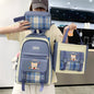 Modern Plaid Nylon Backpack Three-piece Set