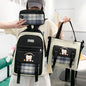 Modern Plaid Nylon Backpack Three-piece Set